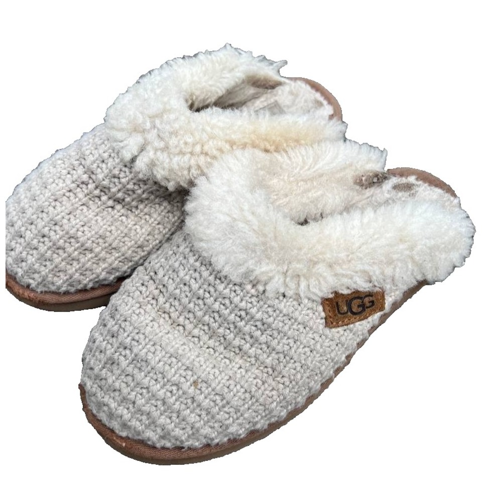 UGG Women's Cozy Knit Slippers Beige Knit Slip-On Size 6 S000193